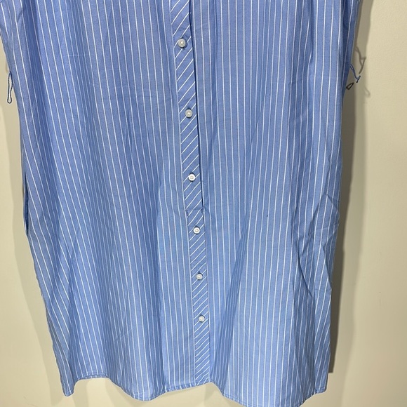 Tommy Hilfiger Light Blue and White Sleeveless Button Down Collared Shirt Dress - Picture 6 of 11